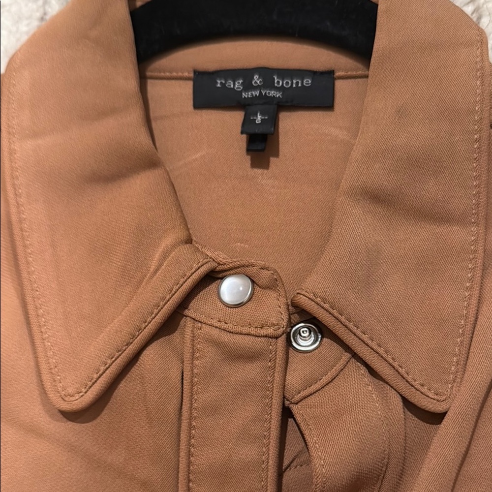 Rag & Bone Camel Shirt with White Button - Picture 2 of 7